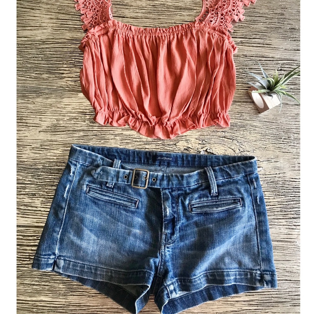7 For All Mankind Wash Distressed Denim Shorts 27